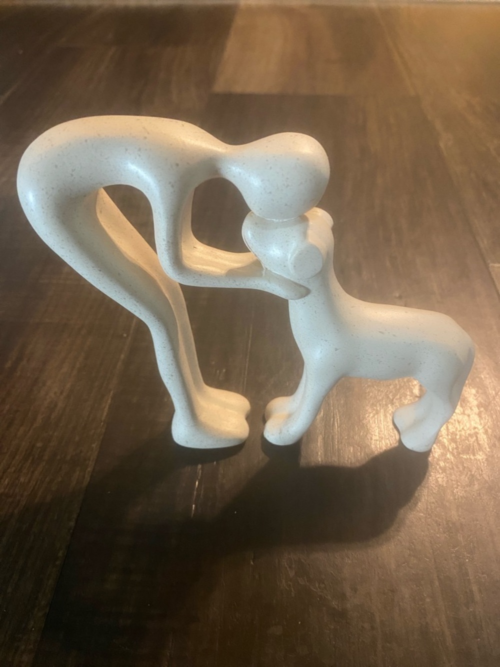 Ceramic Decor Dog & Owner Affectionate Moment